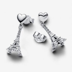 Aretes Pandora Torre Eiffel Paris Francia Plata S925 Original