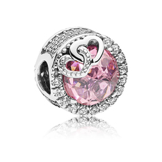 Charm Pandora Corazones Enlazados Rosa Brillante Plata Original