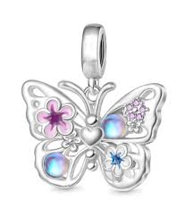 Charm Pandora Mariposa Y Flores Rosa Azul Plata Original