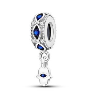 Charm Pandora Mano De Fátima Hamsa Azul Plata S925 Original
