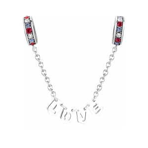Cadena de Seguridad Pandora Corazones Multicolores Plata S925