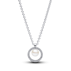 Collar Cadena Pandora Circulo Y Perla Fabricado En Plata S925 Original