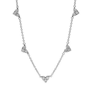 Collar Cadena Pandora Corazones Circonitas En Plata S925 Original