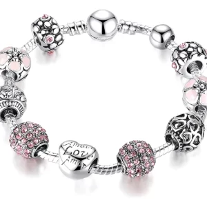 Pulsera Para Mujer Con Charms Corazón Amor