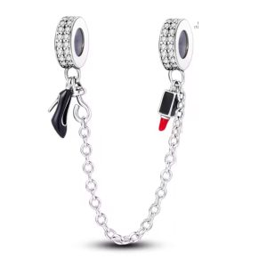 Cadena de Seguridad Pandora Glamour Labial Tacón Elegante S925 Original