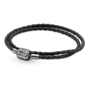Brazalete Pandora Moments Doble Cuero Negra Cierre Star Wars™ Recubrimiento en Rutenio