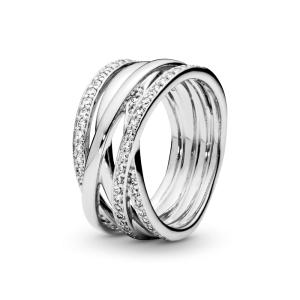 Anillo Pandora De Compromiso Triple Brillante Plata S925 Original