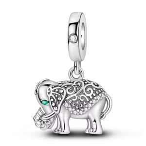 Charm Pandora Elefante Con Esmeralda Plata S925 Original