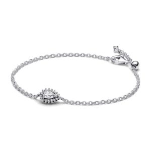 Pulsera Pandora Moments Halo Gota Brillante Diamante Tennis De Lujo