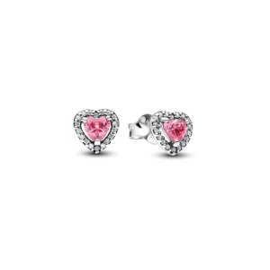 Aretes Pandora Corazón Rosa Plata S925 Original