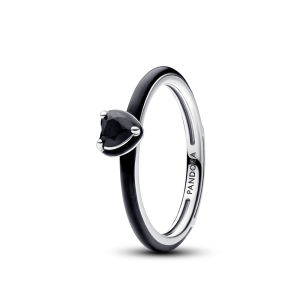 Anillo Pandora De Compromiso Corazón Chakra Negro Elegante