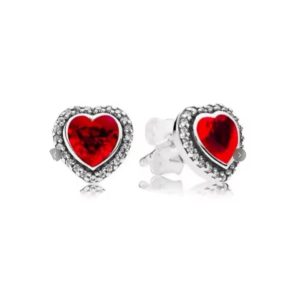 Aretes Pandora Corazón Ruby Plata S925 Original