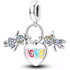 Charm Pandora Niño Y Niña Love Amor Fabricado En Plata S925 Original