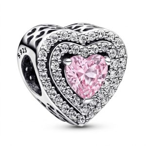 Charm Pandora Corazón Reluciente Rosa Brillante Plata Original