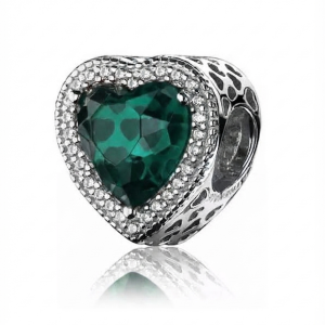 Charm Pandora Corazón Reluciente Esmeralda Brillante Plata Original