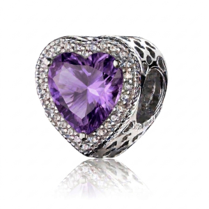 Charm Pandora Corazón Reluciente Lila Brillante Plata Original